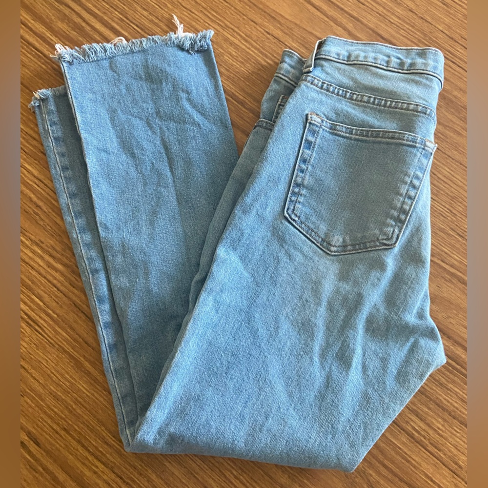 Everlane - High Rise Light Wash Raw Hem Jeans